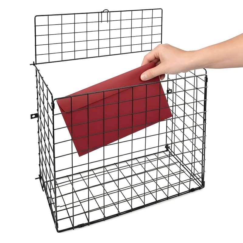 Unibos Large Letterbox Cage Mail Catcher, Heavy Duty Metal Letter Box Guard Basket