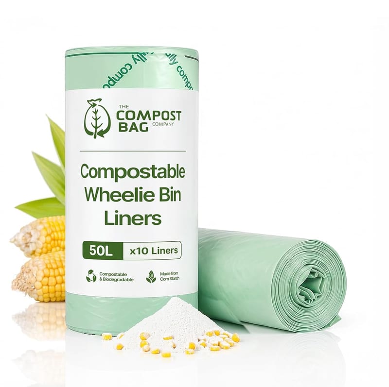 The Compost Bag Company 50 Litres x 25, Compostable 50L Bin Liners, Biodegradable Bin Liners for Kitchen & Home, 100% Biodegradable Bin Bags