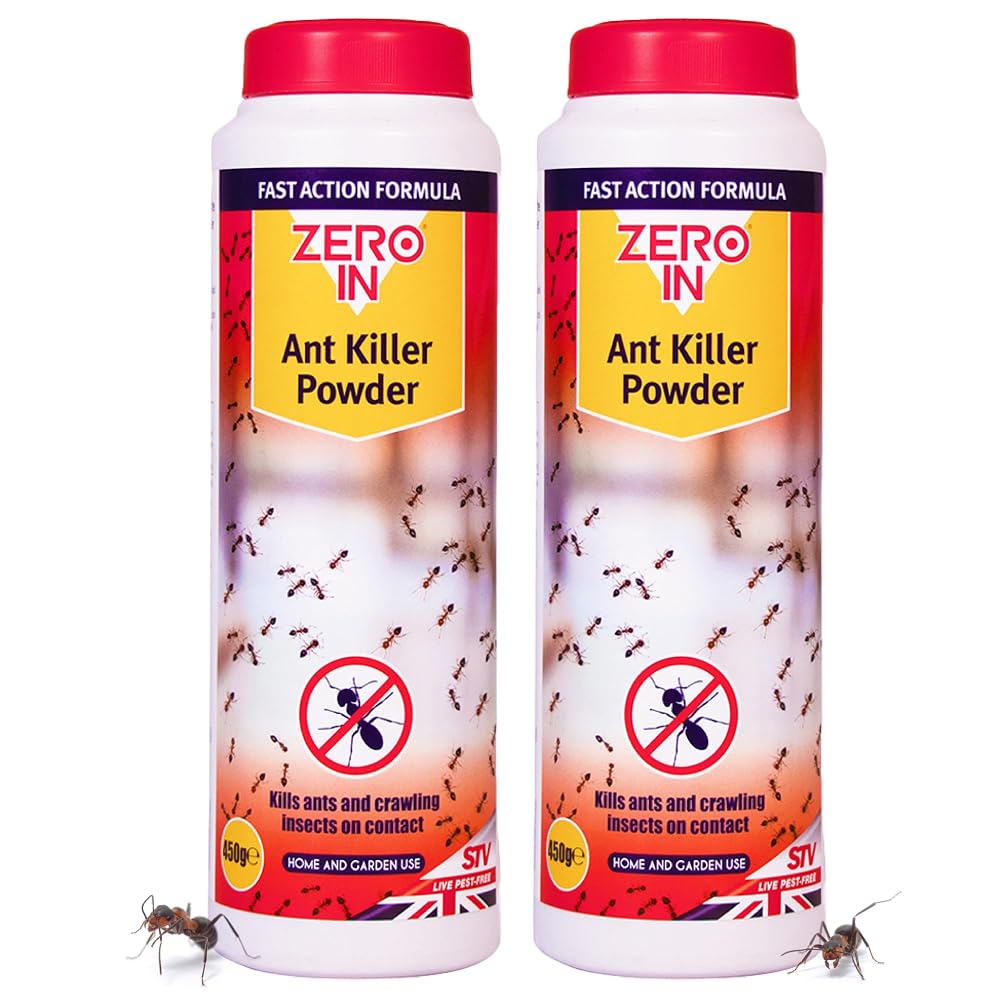 Zero In Ant Killer Outdoor Powder, Ready-to-Use Permethrin Insecticidal Ant Powder for Ants, Cockroaches, Earwigs & More (Pack of 2)