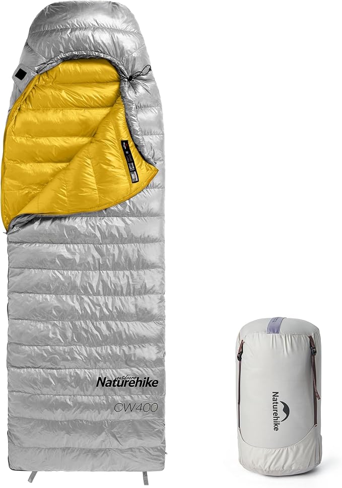 Naturehike CW Series RDS Lightweight Down Sleeping Bag for Adults 650 Fill Power 4 Season, Ultralight Compact Portable, Camping, Hiking With Compression Bag