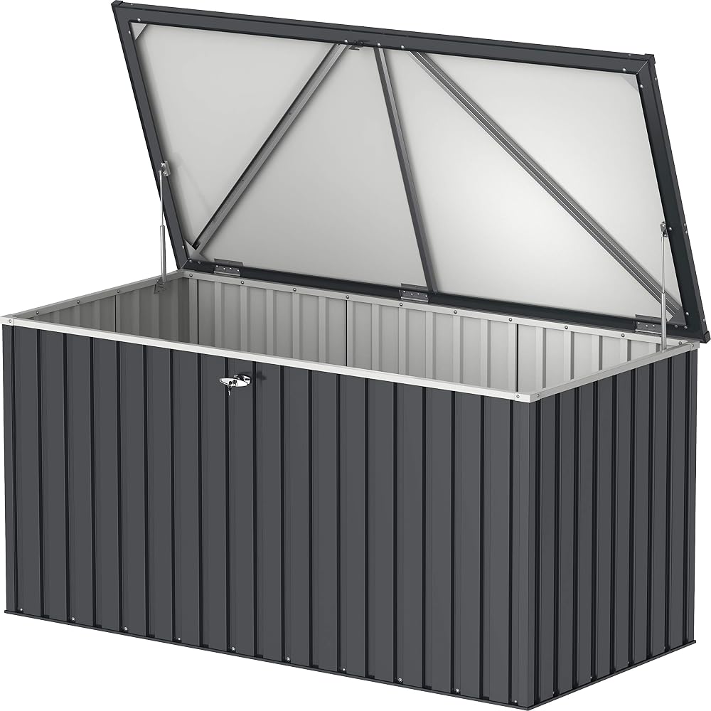 BillyOh Metal Outdoor Storage Box with Lockable Lid, Garden Storage 1450L, Grey