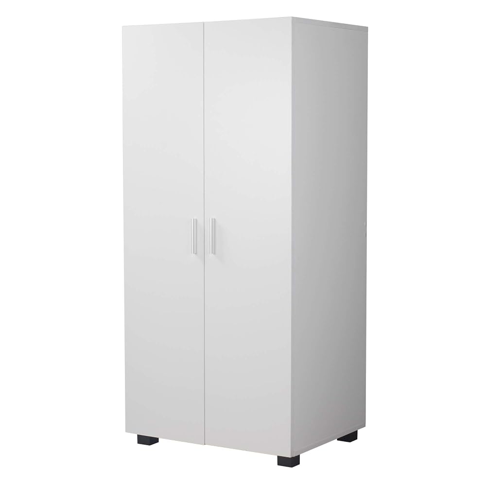 URBNLIVING Orlando Wooden 2 Door Kids Wardrobe, Bedroom Storage & Hanging Bar, White