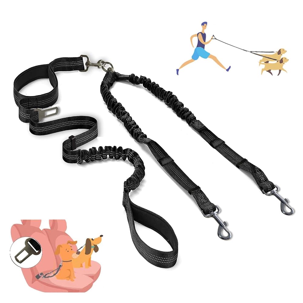 Kelivi 2 Pack Adjustable Dog Car Seat Belt, Elastic Pet Safety Belt with Metal Buckle