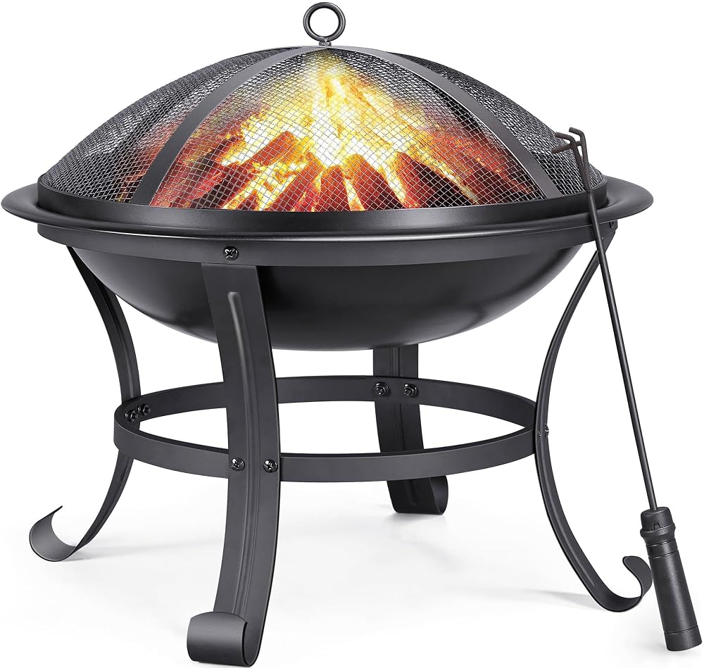 Yaheetech Outdoor Fire Pit for Garden, Round Firepit Patio Heater, Portable 54cm Steel Metal Bowl