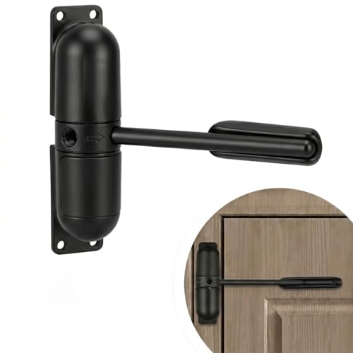 HoneSecur Safety Spring Door Closers, Adjustable Closing Door Hinge, Automatic Stopper Fire Rated, to Convert Hinged Doors to Self Closing Doors - Black