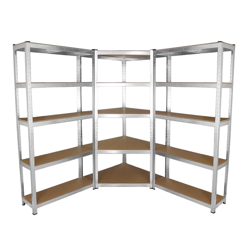 2 x 90cm Heavy Duty Racking & 1 x Corner Unit / Garage Galvanised Steel Shelving