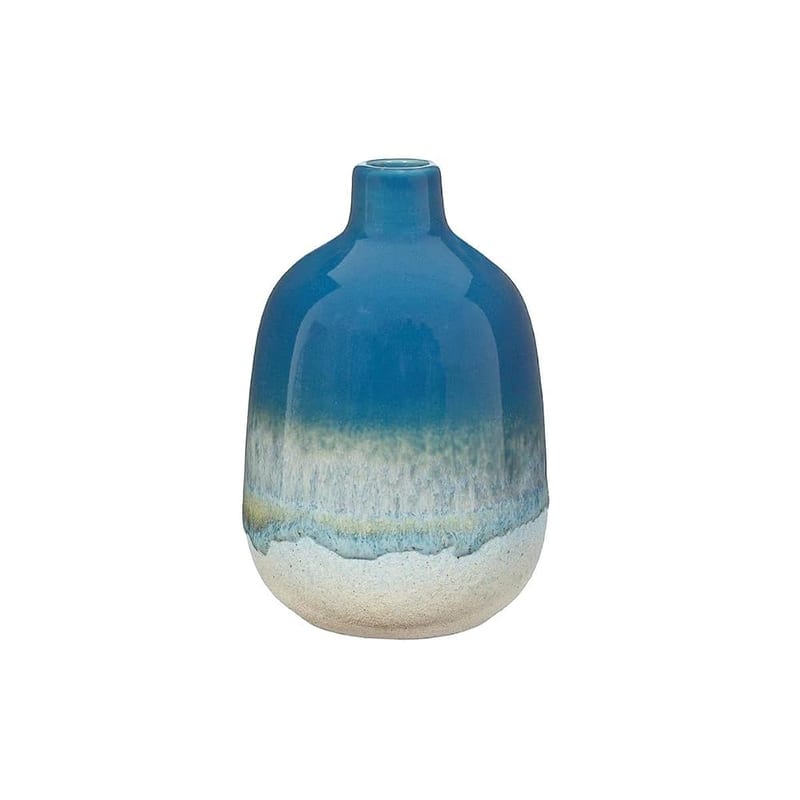 Sass & Belle Mojave Glaze Blue Vase, Small Ceramic Vase for Table Decoration and Modern Home Décor