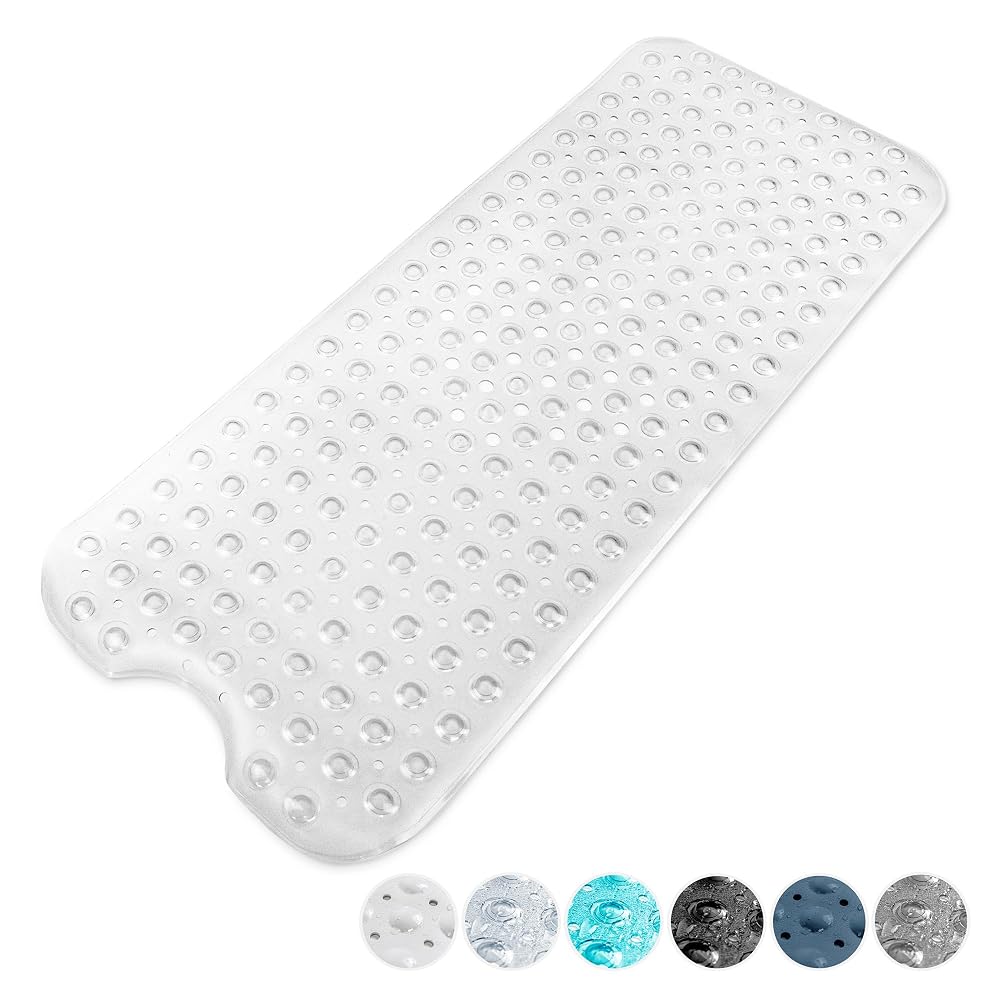 KEPLIN Premium Non-Slip Bath Mat, 200 Suction Cups, BPA & Latex Free, Extra Long 40x100cm, White