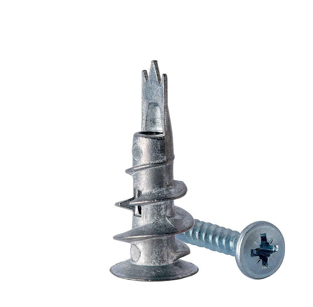 NCaan Heavy Duty Metal Self-Drill Plasterboard Fixings with Screws - Superior Tight Grip & Strong Hold - Driva Plasterboard Fixings - Metal Self-Drill Anchor 31mm (Pack of 10)