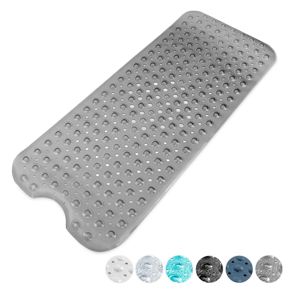 KEPLIN Premium Non-Slip Bath Mat, 200 Suction Cups, 40 x 100cm, Grey