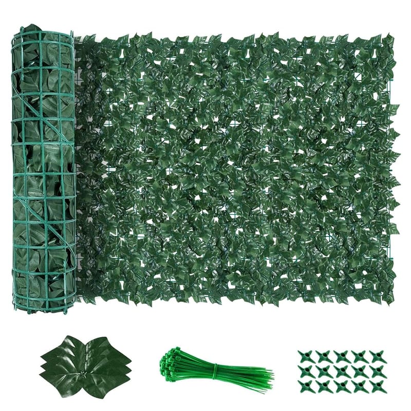 AGJIDSO Artificial Ivy Fence Screening, 3m x 1m Artificial Hedge Panels, Privacy Fence Screen for Garden and Balcony, with 100 Zip Ties