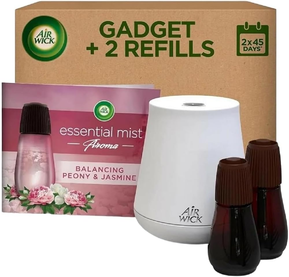 Air Wick Essential Mist Diffuser Bundle Kit, Peony & Jasmine
