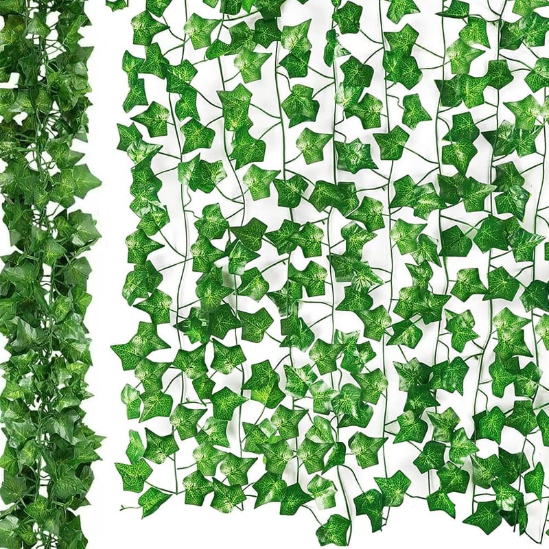 ARIATI 4 Pack Strands (28 Feet) Artificial Ivy Garland Foliage, Green Leaves Fake Hanging Vine Plant for Wedding, Party, Garden and Wall Decoration