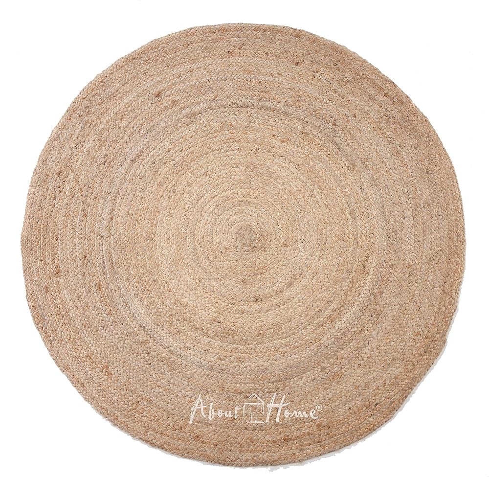 About Home Jute Rug Round, Natural Jute Colour, 90cm Round
