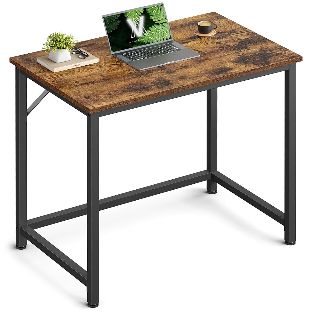 VASAGLE Computer Desk, Office Desk Table Workstation, 80 x 50 x 75 cm, Easy Assembly, Industrial Design, Rustic Brown and Black LWD038B01