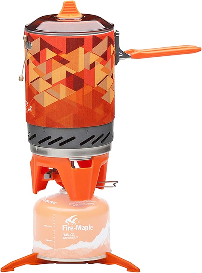 Fire-maple FMS-X2 Personal Cooking System Outdoor Hiking Camping Equipment Oven with Piezo Ignition POT Support & Stand for Outdoor Acitivities- Portable Propane Gas Stove Burner
