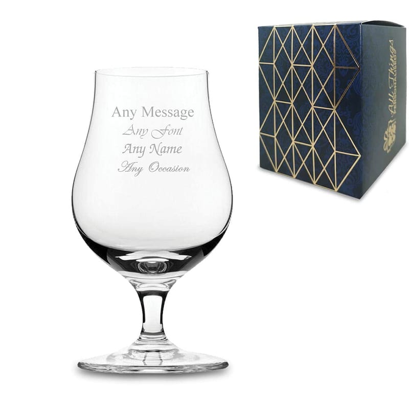Personalised Engraved 6.75oz Single Malt Whiskey Tasting Glass with Gift Box, Personalise with Any Message for Any Occasion