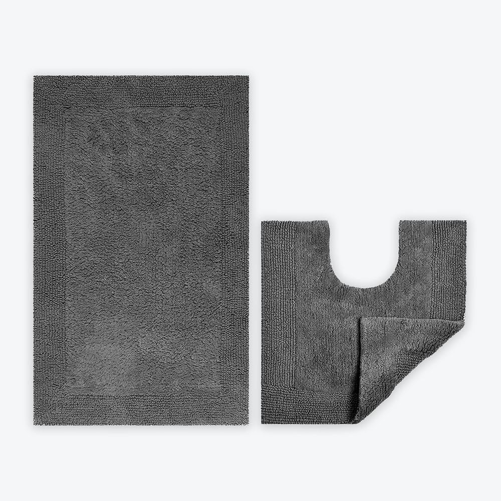 Allure Heavyweight 2 Piece Bath and Pedestal Mat Set, 100% Cotton, Reversible, Beetroot