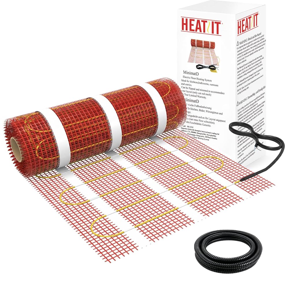 HEATIT Underfloor Heating Mat, Electric Radiant Self-Adhesive Floor Heating System, 200W/m²