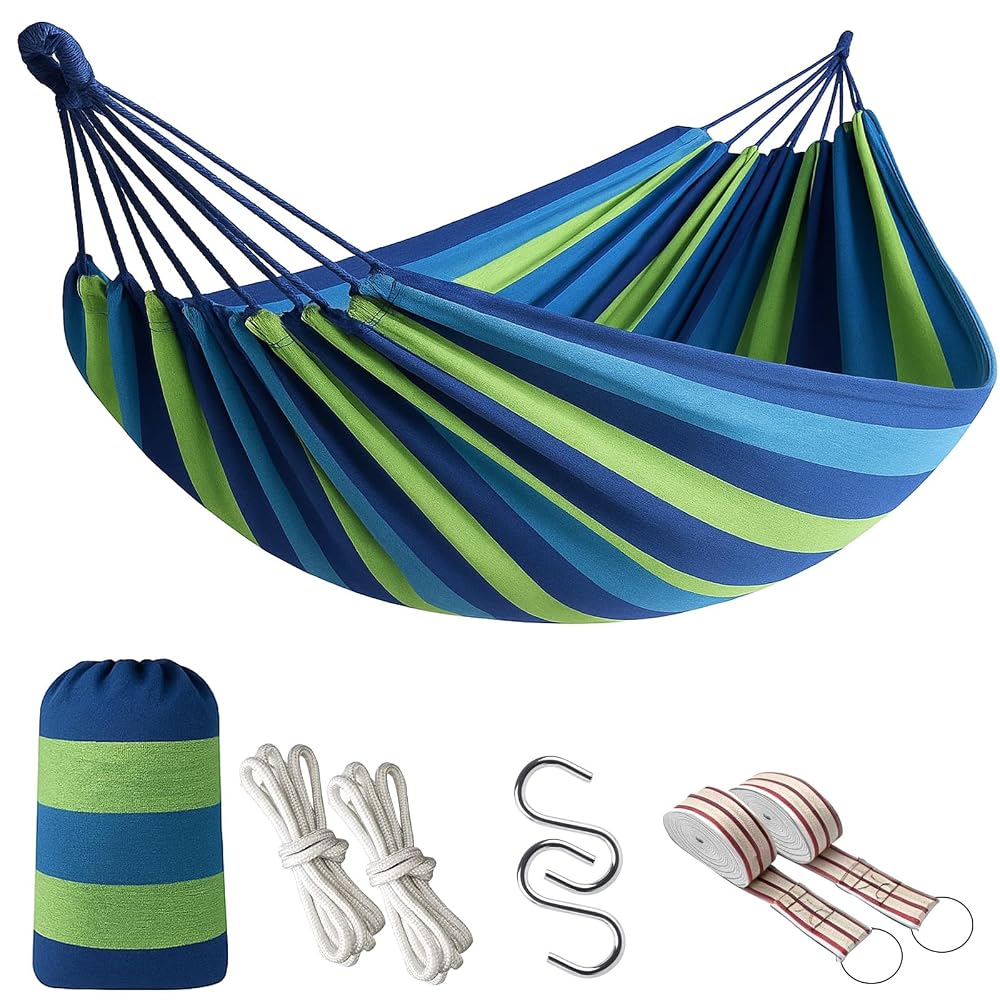 Outdoor Single Hammock Garden Camping Canvas Hanging Bed Swing, Red, 260x80cm