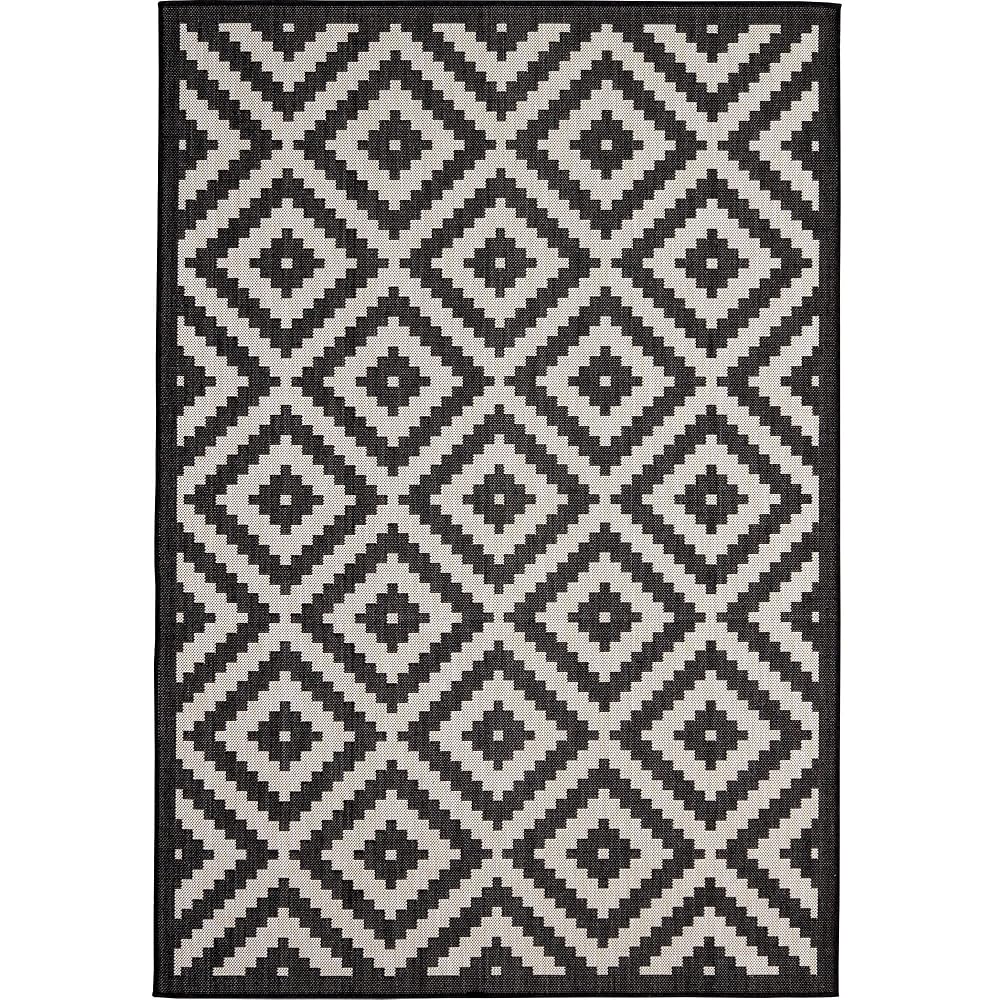 THE RUGS DIAMOND Black & White Outdoor & Indoor Rug, Durable Weather-Proof Washable, Large 160 x 230 cm