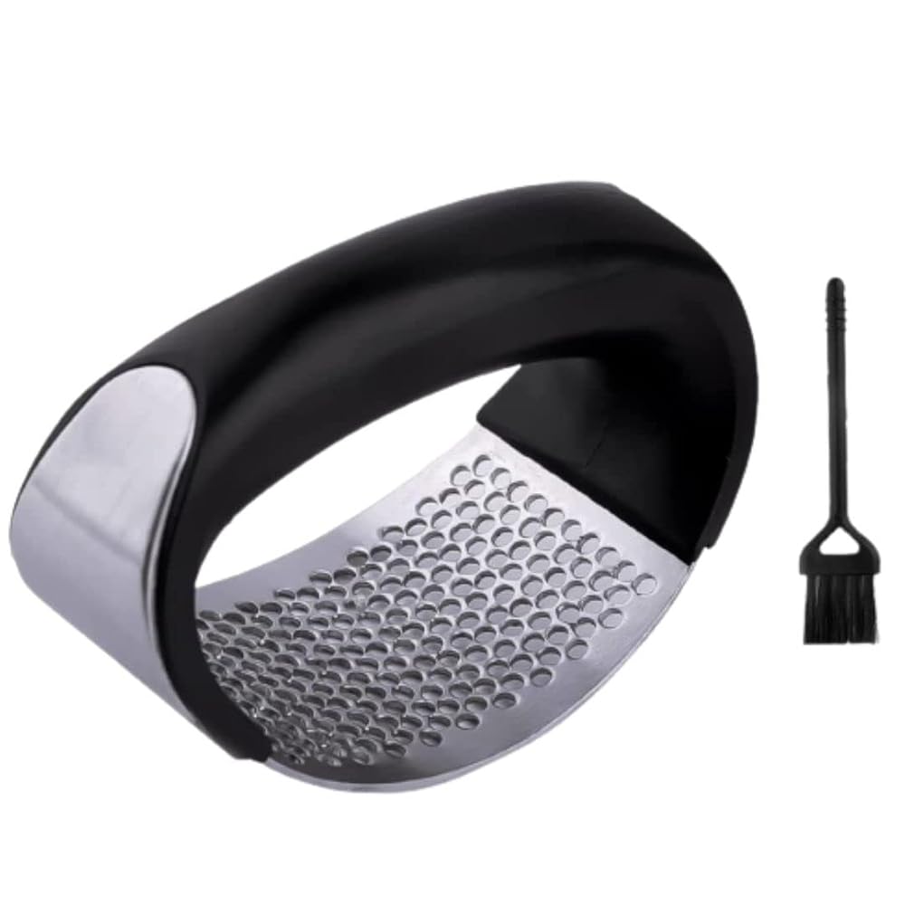JAGKUL Garlic Press, Stainless Steel Garlic Crusher - Kitchen Gadgets Garlic Chopper, Garlic Grater with Cleaning Brush