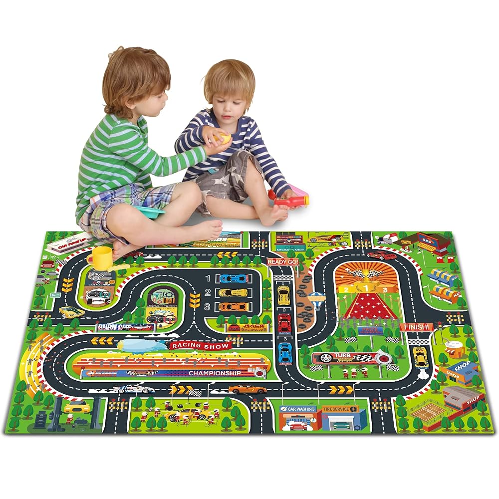 Oriate Kids Dream Mat Modern City Toy Activity Playmat, Parent-child Interaction Game Map Rug, Educational Road Traffic Pretend Play