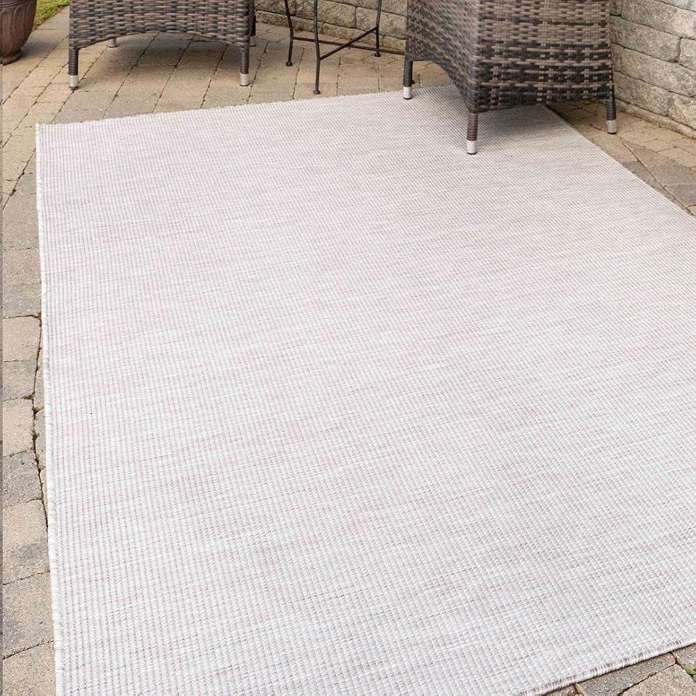 Grey Outdoor Garden Area Rug, Soft Plastic Flatweave Carpet, Easy Clean, Weather & UV Resistant, 120cm x 170cm