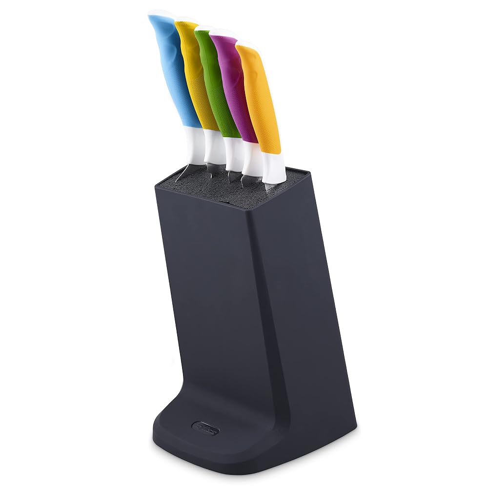 Zyliss E920247 Comfort 5 Piece Knife Block Set, Japanese Stainless Steel, Black