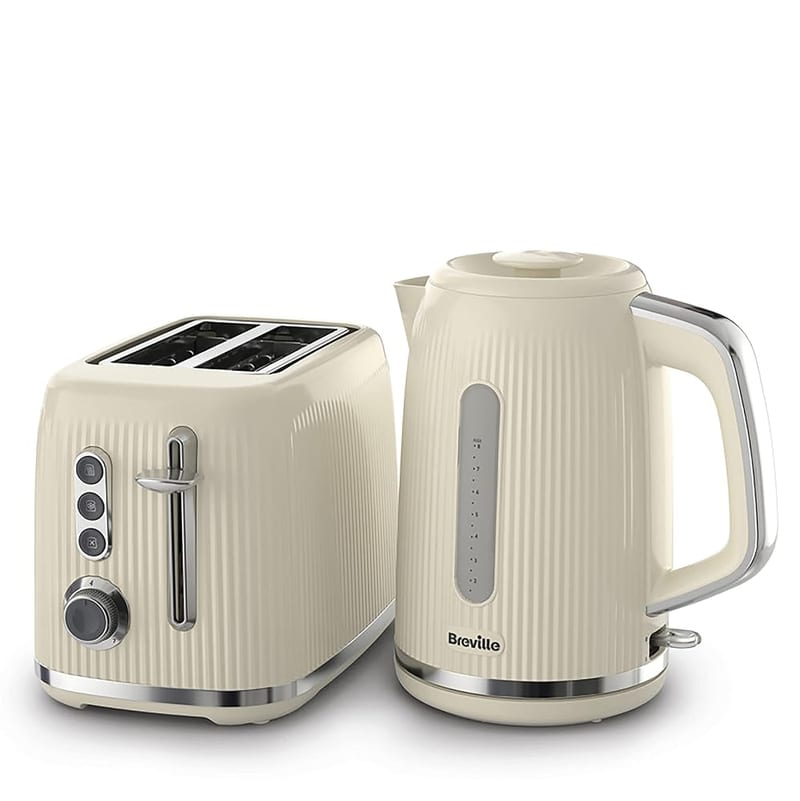 Breville Bold Cream Kettle and Toaster Set | 1.7 Litre, 3KW Fast-Boil Kettle and 2-Slice Toaster