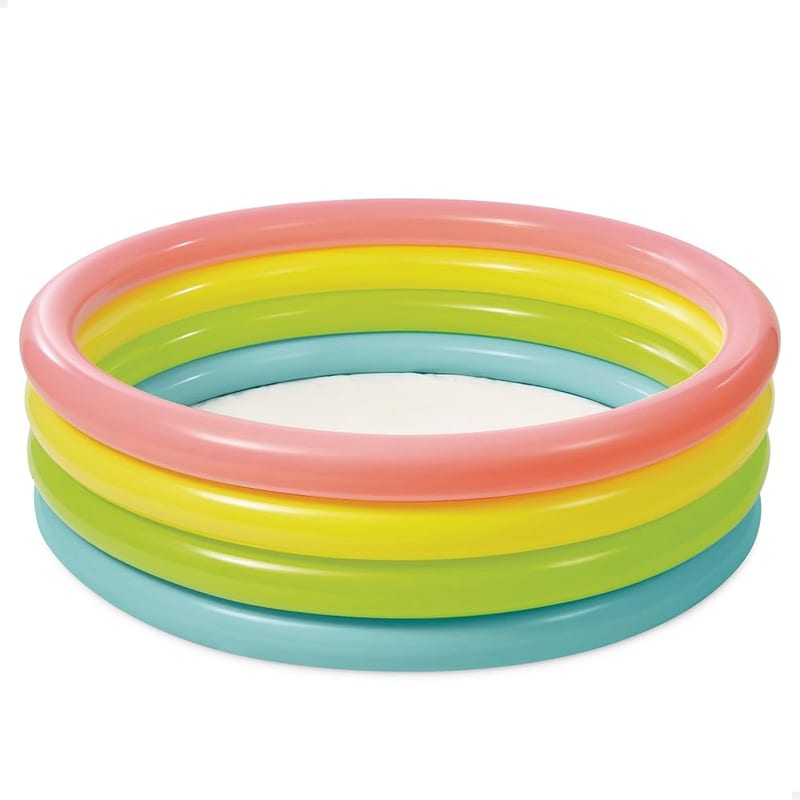 Intex Sunset Glow Kids Inflatable Paddling Pool 66 Inch 168 x 46cm, Round Colourful Garden Splash Pool with Drain Plug
