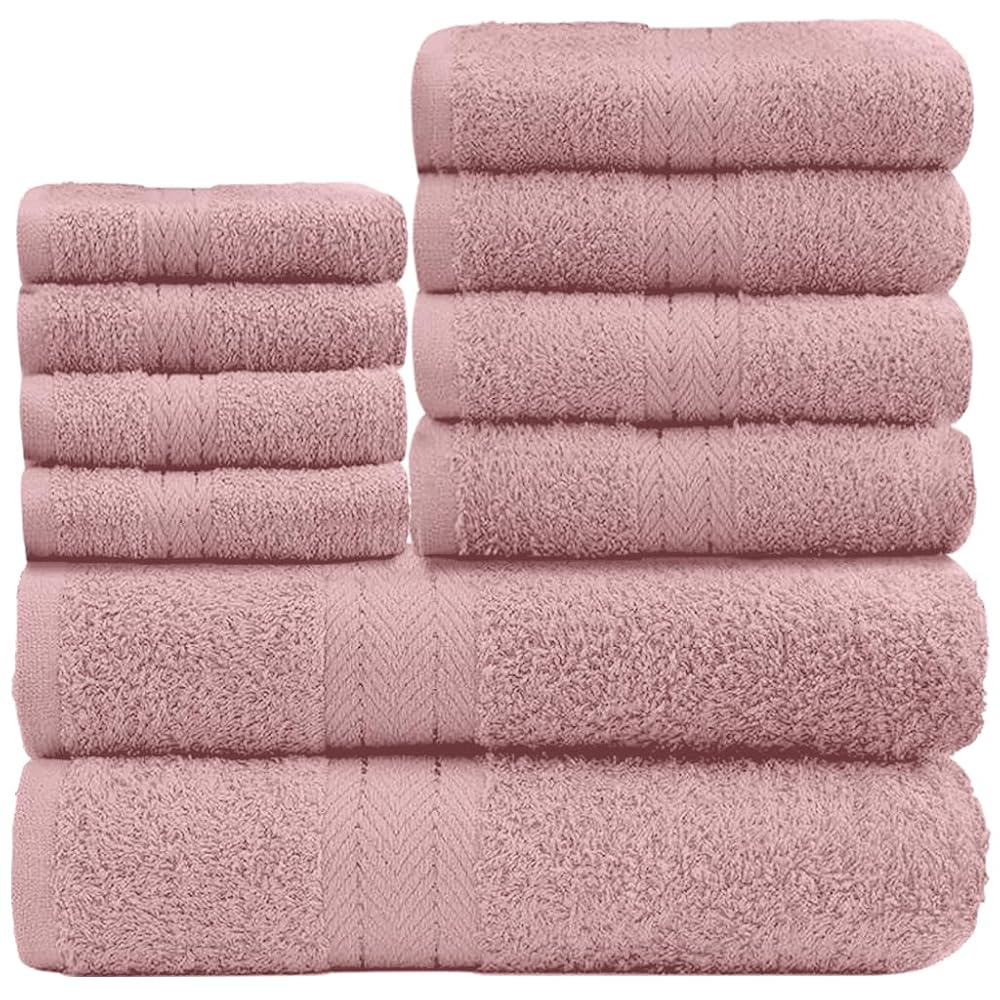 GC GAVENO CAVAILIA Soft 100% Cotton 10 Piece Towel Bale Set, Blush Pink