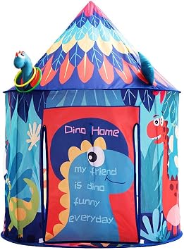 Dinosaur Kids tent, Toddler tent, Wigwam play tent for Boys and Girls, Play house for garden, With Plastic Ring