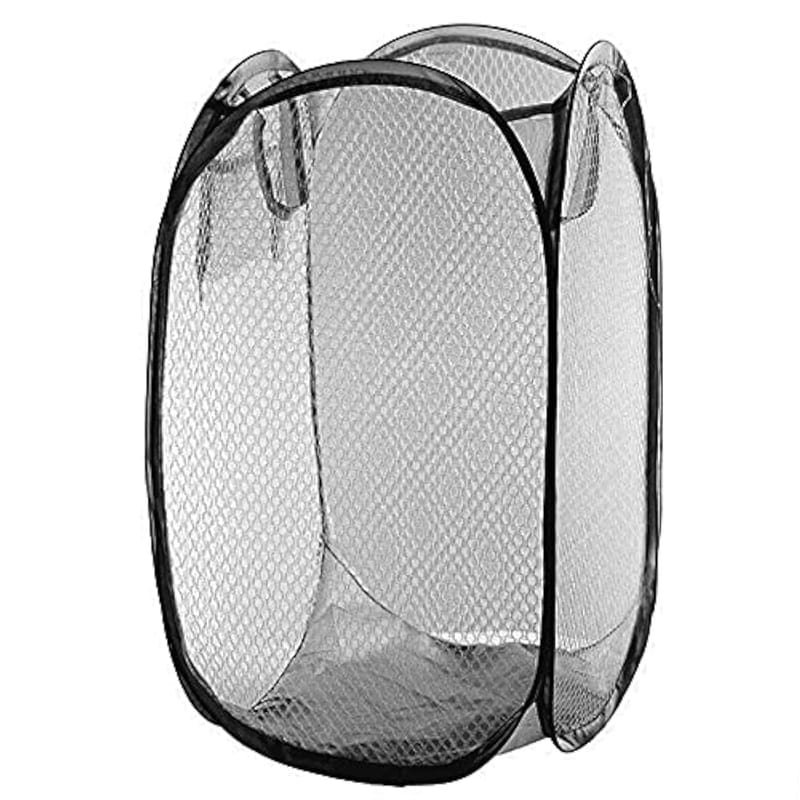 WARESHARK Pop Up Laundry Bag, Washing Foldable Popup Basket Bag Mesh Hamper Storage Organiser for Laundry Room, Bathroom, Kids Room, College Dorm or Travel (Red)