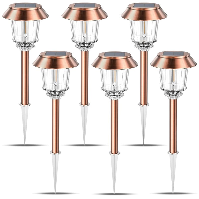 XMCOSY+ Solar Pathway Lights Outdoor, 6 Pack Dimmable Auto On/Off Waterproof Landscape Lights (Warm White)