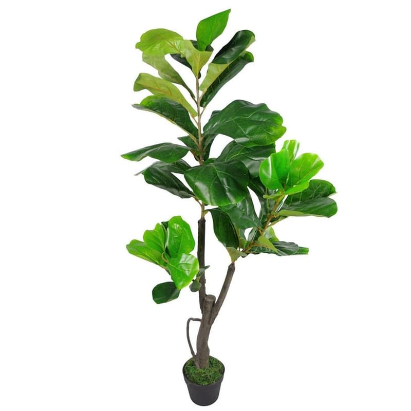 Leaf Design UK Artificial Realistic Plant Fiddle Fig Tree, Green, 120cm