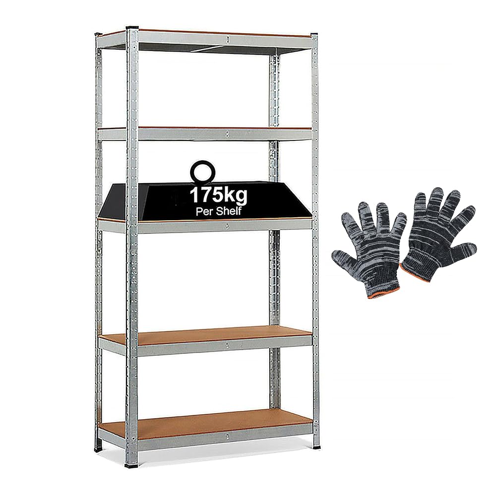 Crystals Heavy Duty 5 Tier Racking Shelf Garage Shelving Storage Shelves Unit, 180 x 90 x 40cm