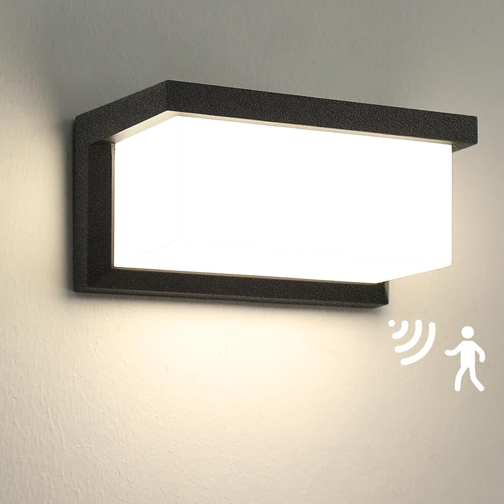 HLFVLITE Outdoor Solar Wall Light with Motion Sensor, 3 Lighting Modes, Waterproof Security Light