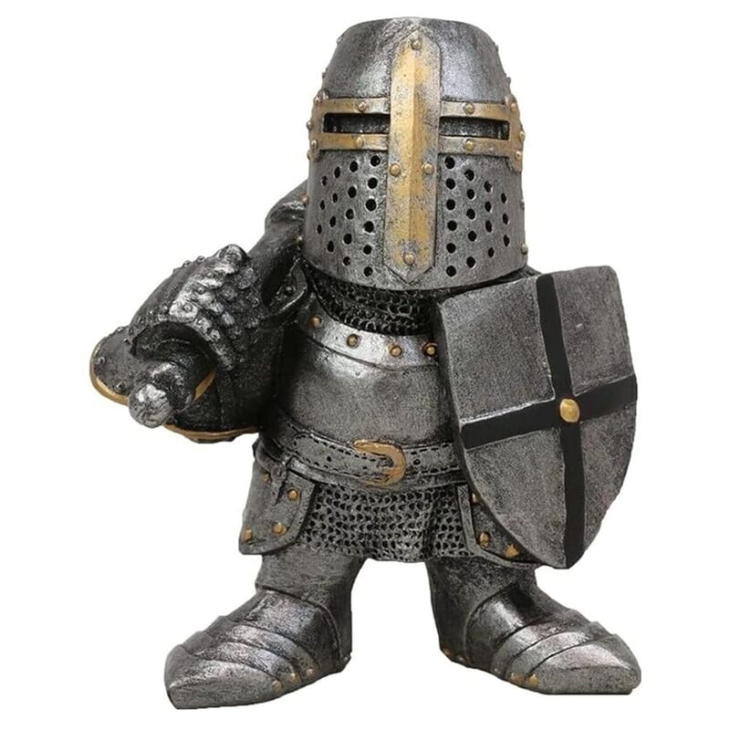 Knight Gnomes Guard Garden Gnome Ornaments Outdoor Medieval Crusader Knight Suit Statue Waterproof Resin Ornament