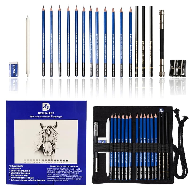 Drawing Pencils and Sketch Set, Professional 20 Pieces Sketching Pencil Set with Portable Bag