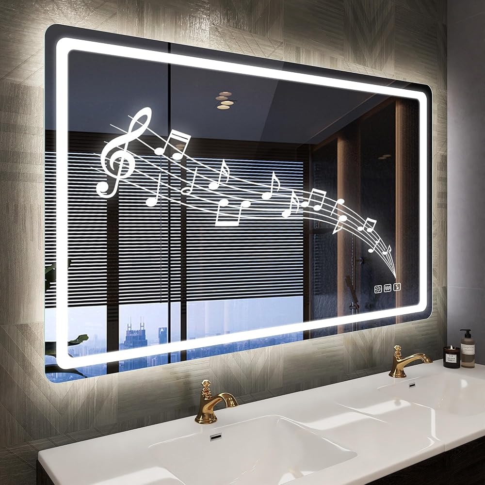 STARLEAD 1000 x 700mm Bathroom Mirror with LED Lights and Bluetooth, Anti-Fog, 3 Colours Dimmable, Memory Function