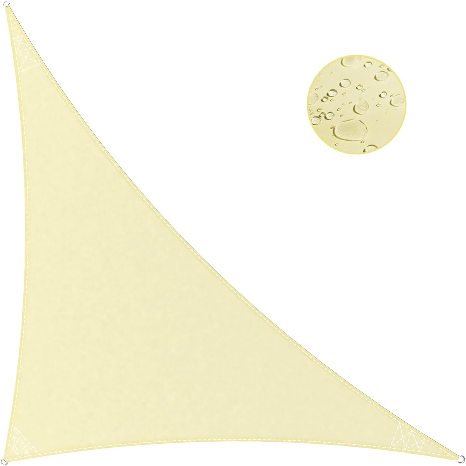 IOAOI Triangle Sun Shade Sail 3m x 4m x 5m, Waterproof Garden Canopy with Free Rope - Pale Yellow
