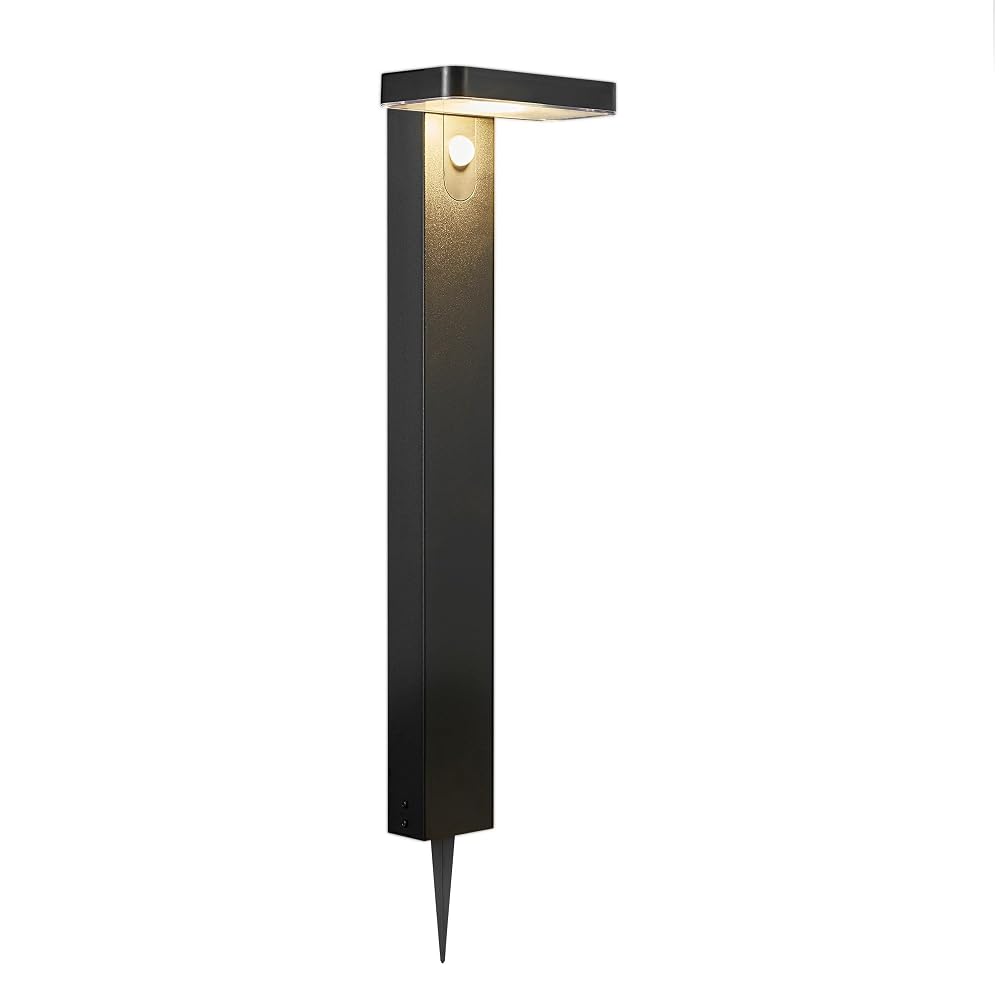 Nordlux Rica Square Outdoor Garden Post/Bollard Light, Solar & Mains Powered, Black Silver