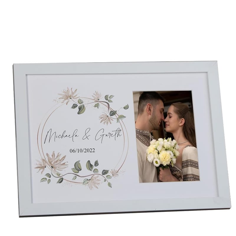 Personalised Wedding Day Photo Frame Gift, Any Name and Date, Photo Keepsake