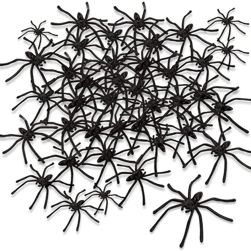 100 Pieces Halloween Spooky Black Plastic Spiders, Fake Spider Decorations for Halloween Party Favours and Spooky Decor