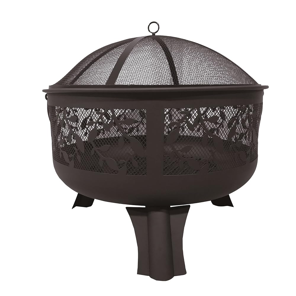 Gardenesque Fire Pit BBQ | Fire Bowl | Fire Pit Grill Gate | Steel Fire Pit | Spark Guard & Metal Poker