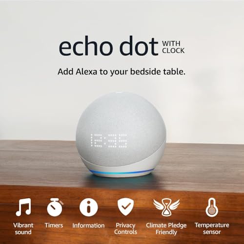 Amazon Echo Dot (5th Generation, 2022 Release), Bigger Vibrant Sound, Wi-Fi and Bluetooth Smart Speaker with Alexa