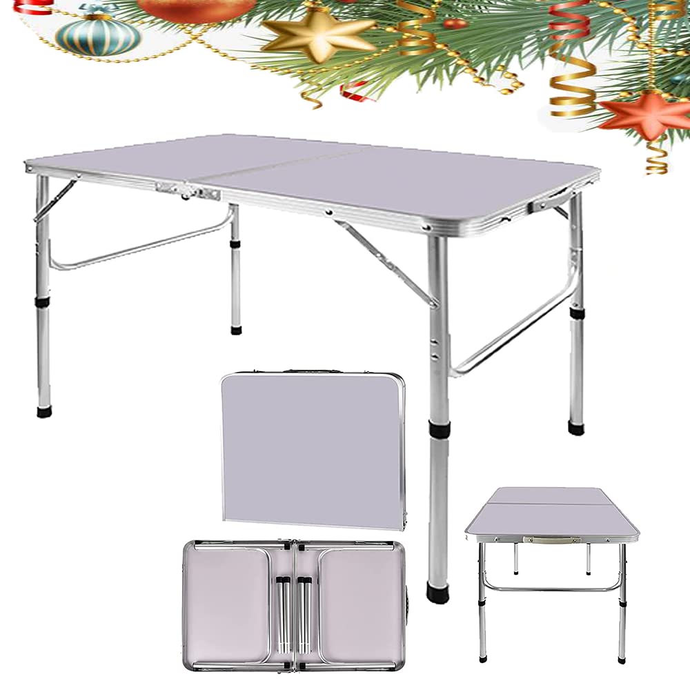Picnic Folding Table, 3ft Heavy Duty Aluminium Foldable Portable Adjustable Height Table