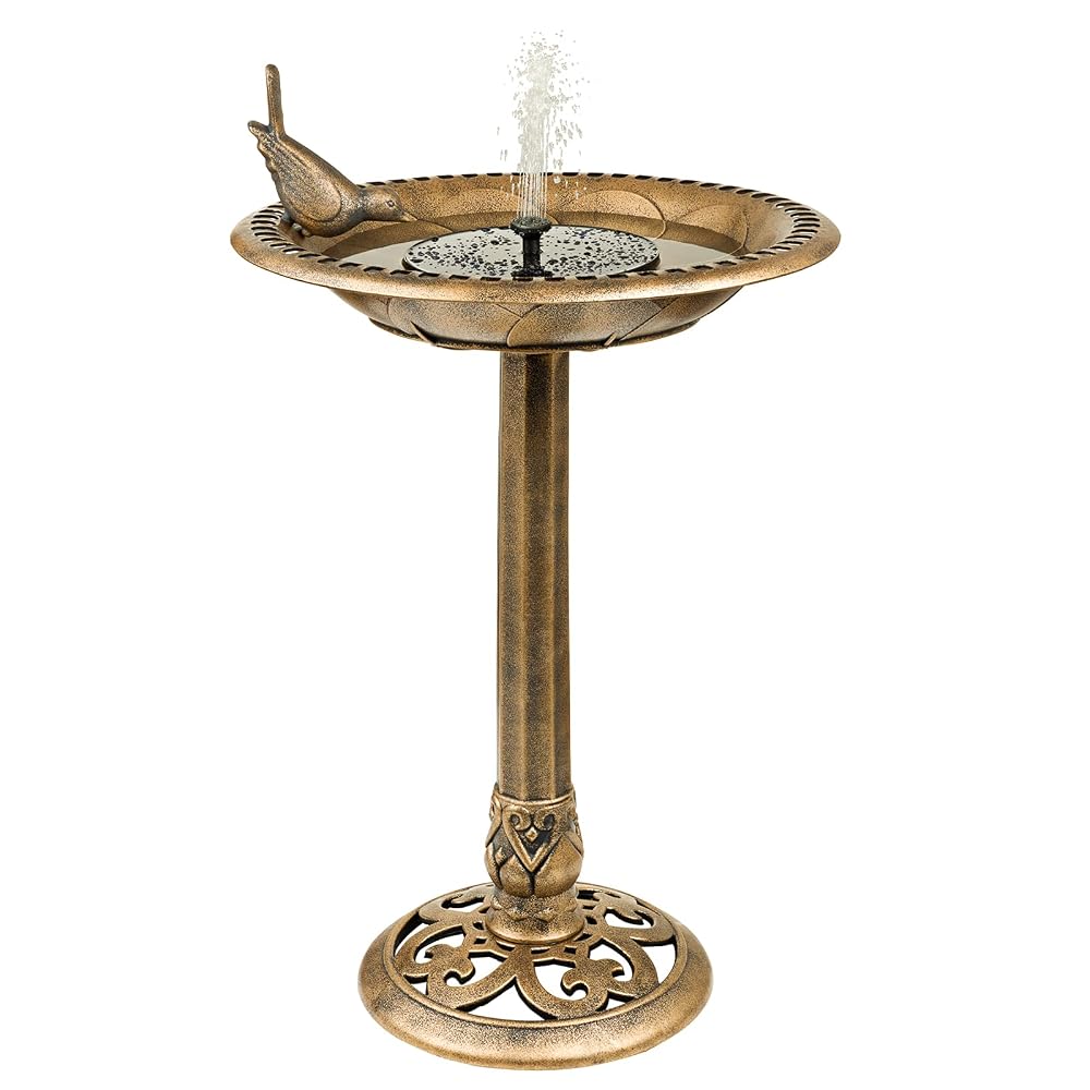 SA Products Solar Bird Bath, Rustic Bronze Finish, 80x50cm
