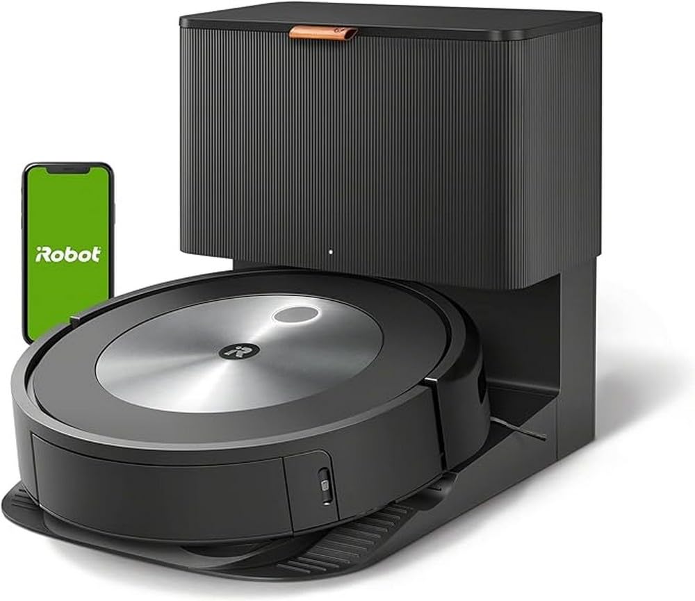 iRobot Roomba j7+ Wi-Fi Connect Robot Vacuum with Automatic Dirt Disposal, Dual Multi Surface Rubber Brushes, Object Detection and Avoidance